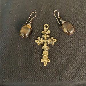 Cross and earrings